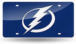 Tampa Bay Lightning Premium Laser Cut Tag License Plate, Blue Mirrored... - Picture 1 of 1