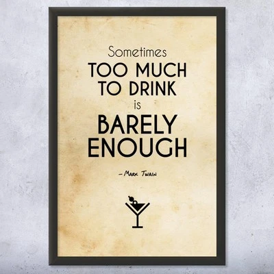 Mark Twain Quote Drinking Wall Art Poster, Canvas or Framed Pub Decor - Image 1 of 4