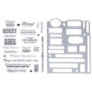 Sucrain 2pcs Metal Dies Cut and Clear Silicone Stamp, for Card Making Paper C... - Picture 1 of 7