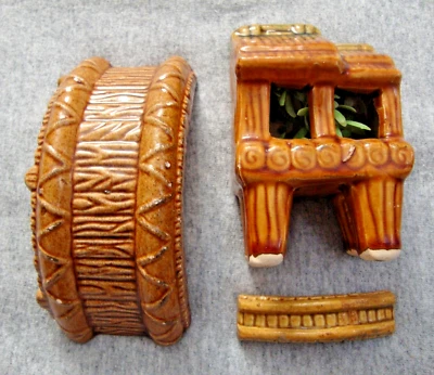 Peces Acuario 3 Adornos 4" Tiki Cabaña de Agua Curvada Nadar a través de Puentes Cerámica Foto 1 de 4