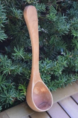 olive wood ladle 12" long rustic utensil - Image 1 of 2