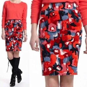 Anthropologie Vanessa Virginia Painterly Floral Corduroy Pencil Skirt, Red - 6 - Picture 1 of 10