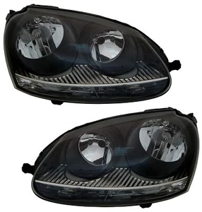 Für VW Golf 5 V / Jetta 3 III ab 2003-2009 Scheinwerfer Schwarz LINKS + RECHTS - Bild 1 von 3