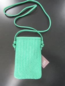 J. Jill Small Green Leather Woven & Pebble Grain Cross Body Shoulder Bag *NWT* - Picture 1 of 6