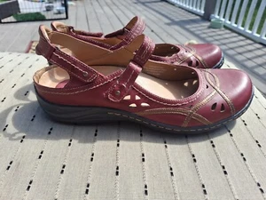 Womens Shoes-EARTH-"Regal red" leather "Pagoda" Mary Jane flats-10 B - Picture 1 of 19