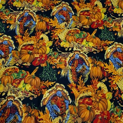 Alexander Henry Bountiful Harvest Nicole Deleon Thanksgiving Turkey 33" Fabric  - Image 1 of 4