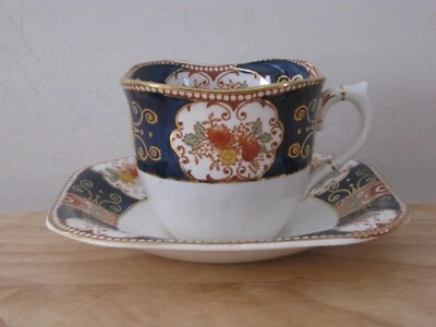 Vintage Wood & Sons Napoli Handpainted Deep Blue Teacup & Saucer Set - Image 1 of 4