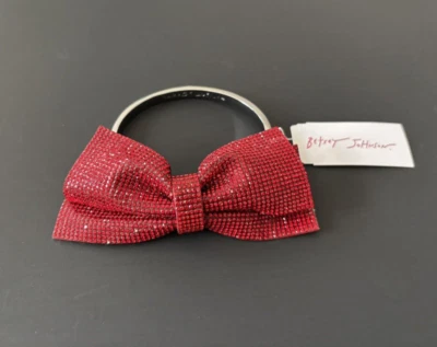 Betsey Johnson Red Bow Bracelet Bangle Rhinestone Gunmetal Valentine's Day NWT - Image 1 of 4