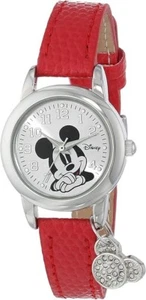 Reloj Mickey Mouse Disney MK1042 para mujer con correa de cuero rojo nuevo con caja - Imagen 1 de 2