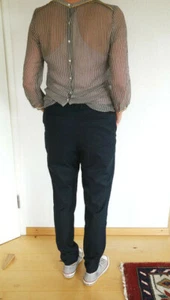 Damen Bluse CUSTOMMADE Seidenchiffon gestreift transparent geknöpft Gr. 38 - Bild 1 von 10