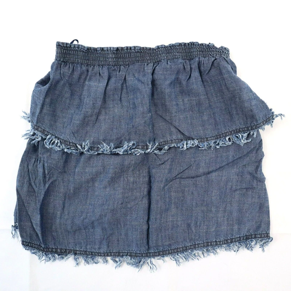 Trina Turk женщин XS мини юбка Lyocell льняной смеси ярусный бахрома кромки фестиваль - Изображение 1 из 4