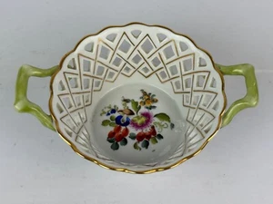 Herend Hungary Rothschild Bird Handled Open Weave Basket Dish 7412 - Picture 1 of 4