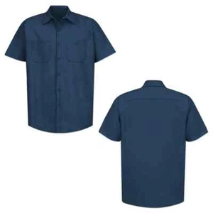 Red Kap Work Shirt Solid Color 2 Pocket Men's Industrial Uniform Short Sleeve - Picture 1 of 93