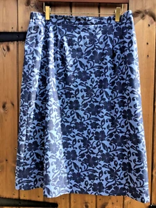 Cotswold Collection Blue Floral Knee Length Skirt Size 16 Fully Lined Womens - Picture 1 of 9