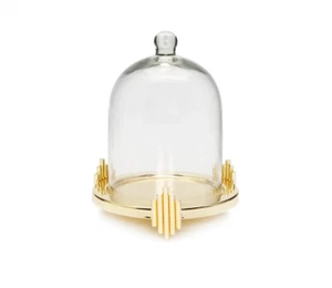 Portacandele a cupola in vetro design foglia oro - Foto 1 di 1