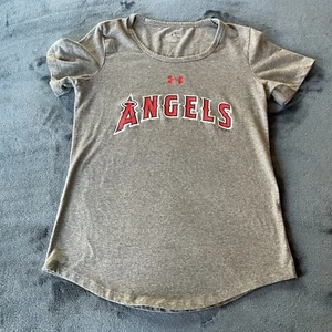 Camiseta gris Under Armour Los Angeles Angels MLB para mujer manga corta Heat Gear - Imagen 1 de 9