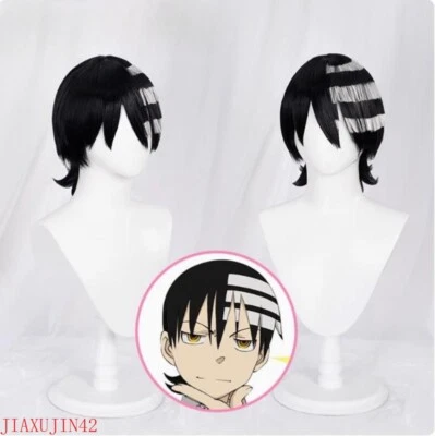 Anime Soul Eater Death The Kid BLEACH Black With Highlights White Wig Halloween - Image 1 of 4