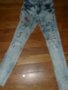 Copper Rivet Sz 30/32 slim Mens Jeans Slim  Distressed Denim embroidered - Picture 1 of 6