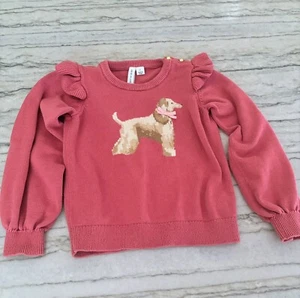 Janie and Jack Girls Mauve Pink Dog Ruffle Sweater Size 5 - Picture 1 of 9