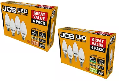 4 / 8 / 12 JCB LED CANDLE Light Bulbs SES E14 or B22 6W = 40W 3000k WARM WHITE - Image 1 of 4