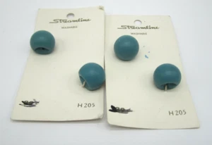 Vintage Streamline Ball Buttons Turquoise New on card set of 4 5/8" - Picture 1 of 1