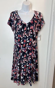 Abito donna multicolore floreale manica corta Roz & Ali nuovo con etichette $44 taglia 4 - Foto 1 di 11