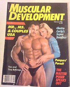 Magazine de développement musculaire Tim et Tina Belknap février 1986 070617nonrh