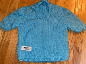 BOY/GIRL SZ 8 HANDMADE HANDKNIT V NECK W/COLLAR, 3/4 SLEEVE SWEATER ESTATE FIND! - Picture 1 of 8