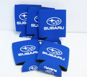 SUBARU Koozie Koozy Cozy Holder Cup Can BLUE Tailgate Coozie Set of 5 NEW GIFT - Picture 1 of 2
