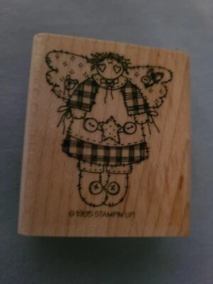 Stampin' Up! Sello de goma retazos ángel montaje en madera 2,25" x 2,25", 1995 vintage Foto 1 de 4