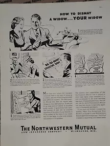 1942 Northwestern Mutual Insurance Fortune WW2 Print Ad Q3 Milwaukee Widow - Bild 1 von 2