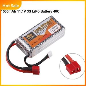 11.1V 1500mAh 3S LiPo Battery 40C Deans Plug for RC Car Airplane Helicopter