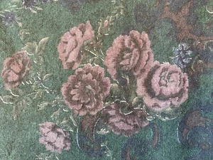 JESSICA MCCLINTOCK FABRIC~Dark Green~MUTED PURPLE ROSES~Floral~58" x 255"~7 YDS~ - Picture 1 of 4