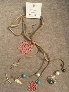NEW Foxy Collection Ocean Necklace / Earrings set- Starfish Shell Seahorse Coral - Picture 1 of 6
