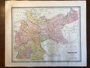1883 Germany Prussia Map, Cram's Unrivaled Family Atlas of the World - Picture 1 of 1