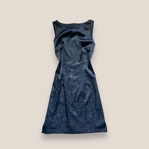 🥀♟️ Vestido vintage años 90 brillo capricho azul marino floral satinado talla 10 - Imagen 1 de 9