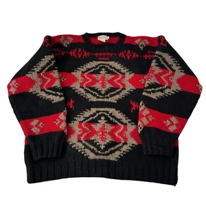 Vintage Banana Republic Hand Knitted Sweater Safari Aztec Men’s Large Black Red - Picture 1 of 10