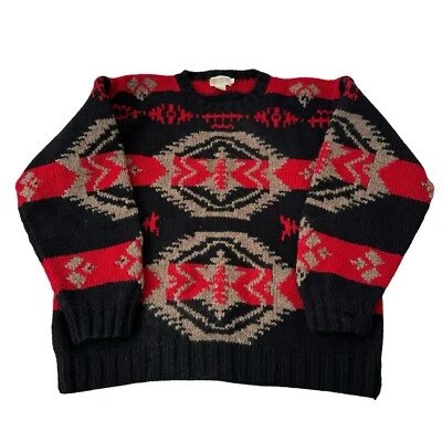 Vintage Banana Republic Hand Knitted Sweater Safari Aztec Men’s Large Black Red - Image 1 of 4
