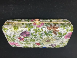 Bolso sin asas Judith Leiber dorado multi cristal de Swarovski con cadena RARO AGARRARLO BELLEZA - Imagen 1 de 5