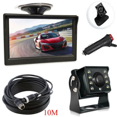 5" Monitor IR Reverse Backup Rear View Camera 4Pin 33ft Kit for Caravan Truck RV - Image 1 of 4
