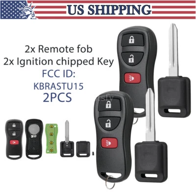 2 Replacement for 2002-2004 Nissan Frontier Pathfinder Remote Fob + Ignition Key - Image 1 of 4