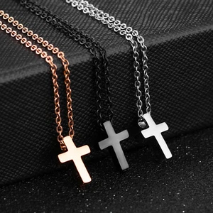 Edelstahl Halskette Anhänger Kreuz Choker Kette Damen Silber Rosegold Schwarz - Bild 1 von 10
