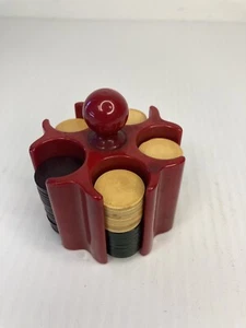 Porta chip poker bachelite rossa catalin con chip 2,25"" E7-41 - Foto 1 di 5