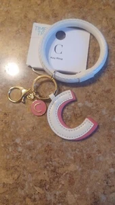 New Time and Tru Simulated Leather Initial Letter Bangle Bracelet C Keychain  - Picture 1 of 2
