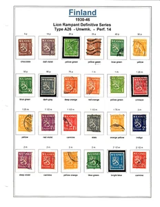 FINLAND 1930-46 LION DEFINITIVES (38) & 1930 FINNISH SCENES (3) MOSTLY UNG F/VF - Picture 1 of 2