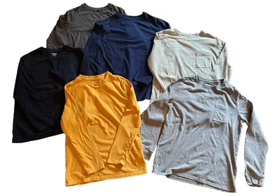 Old Navy n Cat & Jack Lot of 6 Long Sleeve Plain T Shirts US XL 14/16 Youth - Image 1 of 4