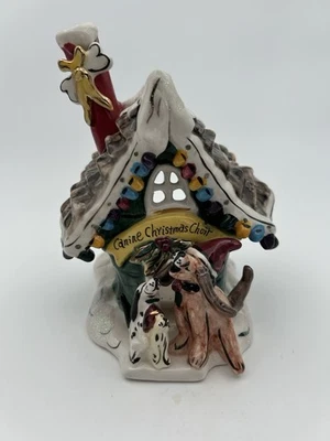 Blue Sky Clayworks Heather Goldminc Canine Christmas Choir Candle Holder 2009 - Image 1 of 4
