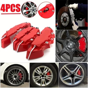 4pcs Red 3D Front Rear Car Disc Brake Caliper Cover Universal Decorative Kits - Picture 1 of 10