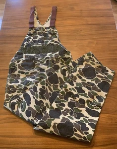 Vintage Carhartt Overalls Mens 34x32 Duck Camo Hunting BU103 Made In USA Bib - Picture 1 of 16