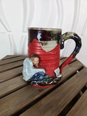 Taza de cerámica japonesa Sumida Gawa Inoue Ryosai firmada 5" de alto Foto 1 de 4
